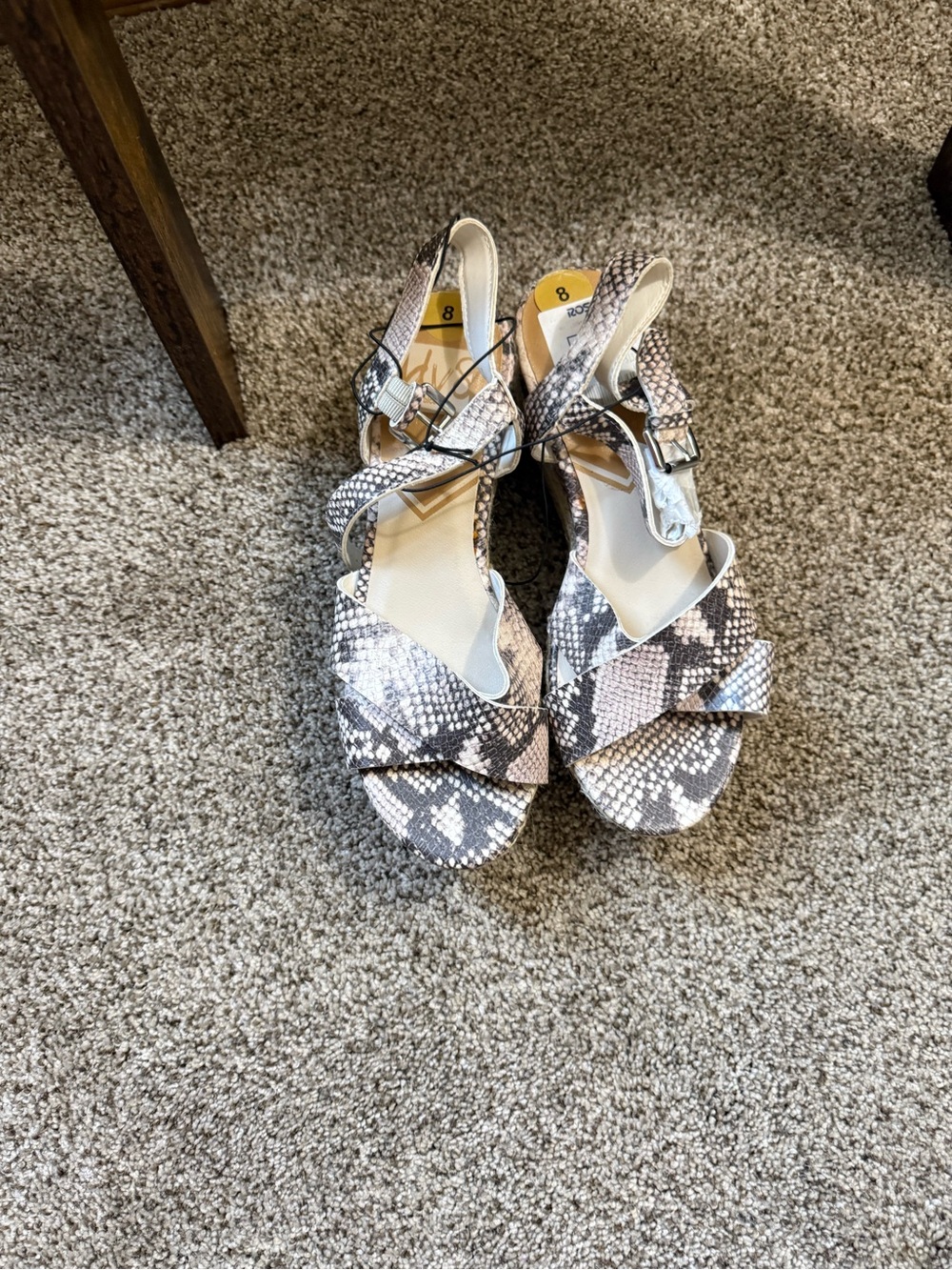 Dolce Vita Snake-Print Platform Slingbacks - Black, White, Tan